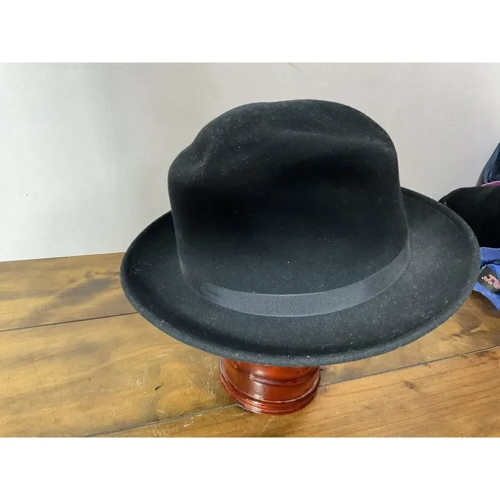 Jump Jive Black Wool Fedora Hat Made In USA Size Large